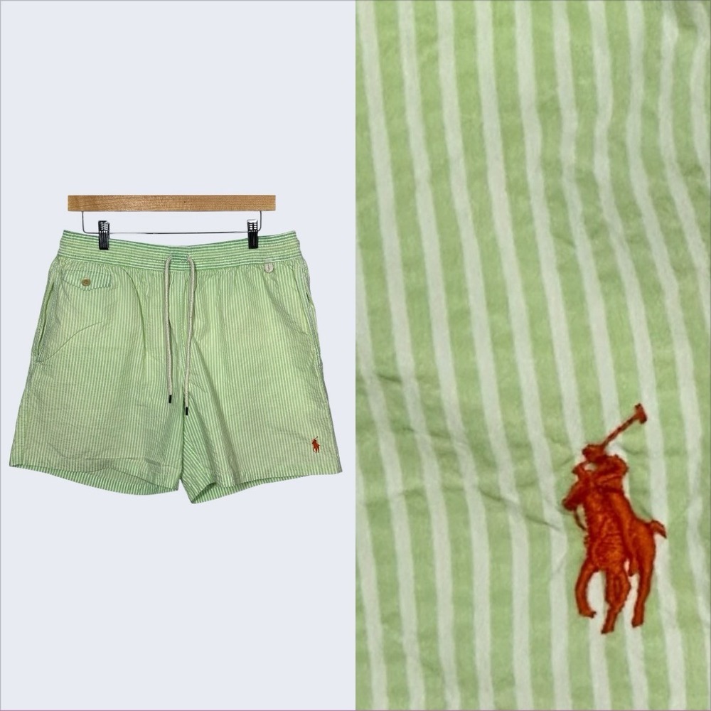 Polo Ralph Lauren Men's Traveler Seersucker‎ Swim Trunks Sz L Old Money Prep